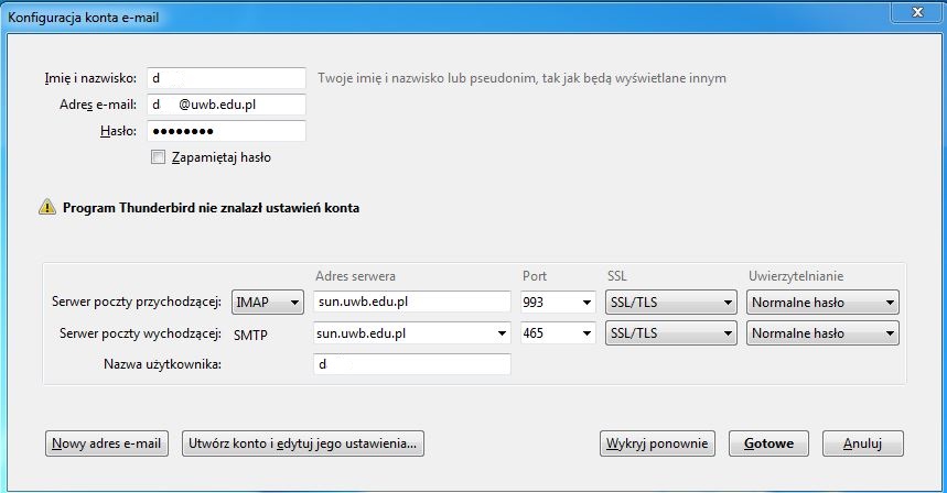 Example IMAP configuration