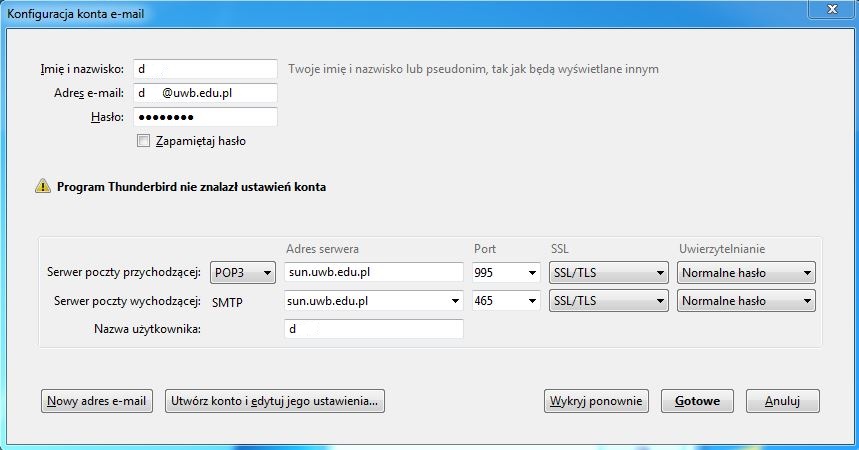 Example POP3 configuration