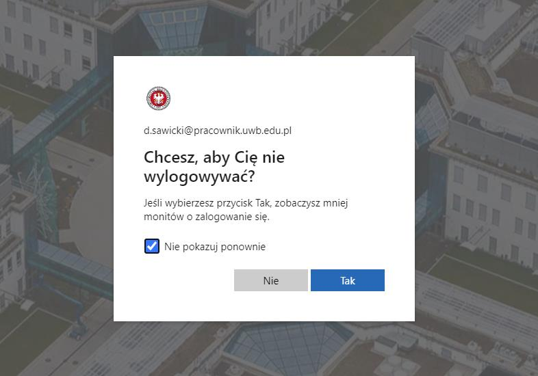 Pytanie o pozostanie zalogowanym